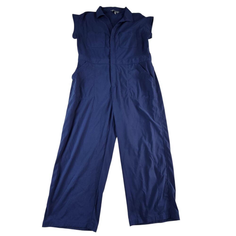 Title Nine Evelyn Utility Jumpsuit Womens Petite Large Navy Blue ClambR Stretch